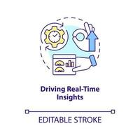 Driving real-time insights concept icon. Monitor business data. Provide innovation abstract idea thin line illustration. Isolated outline drawing. Editable stroke vector