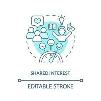 Shared interests turquoise concept icon. Common ground. Small community. People connection. Interpersonal relationship abstract idea thin line illustration. Isolated outline drawing. Editable stroke vector