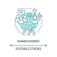 Shared interests turquoise concept icon. Common ground. Small community. People connection. Interpersonal relationship abstract idea thin line illustration. Isolated outline drawing. Editable stroke vector