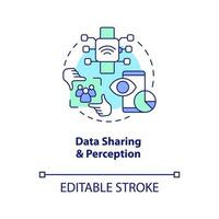 Data sharing, perception concept icon. Improve users experience. IoT business abstract idea thin line illustration. Isolated outline drawing. Editable stroke vector