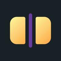 Split flat gradient fill ui icon for dark theme. Divide footage into parts. Editing application function. Pixel perfect color pictogram. GUI, UX design on black space. Vector isolated RGB illustration