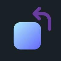 Rotate flat gradient fill ui icon for dark theme. Content editing. Turn footage. Media player. Pixel perfect color pictogram. GUI, UX design on black space. Vector isolated RGB illustration