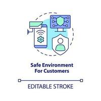 Safe environment for customers concept icon. Online security. Internet users safety abstract idea thin line illustration. Isolated outline drawing. Editable stroke vector