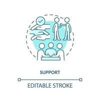 Support turquoise concept icon. Emotional wellness. Group of people. Mental health. Social connection. Micro community abstract idea thin line illustration. Isolated outline drawing. Editable stroke vector