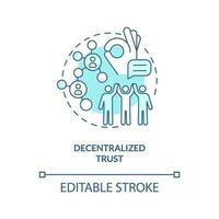 Decentralized trust turquoise concept icon. People community. Direct access. Content creator. Social media abstract idea thin line illustration. Isolated outline drawing. Editable stroke vector