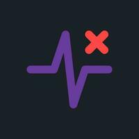 Removed pulse animation flat gradient fill ui icon for dark theme. Delete heartbeat effect from footage. Pixel perfect color pictogram. GUI, UX design on black space. Vector isolated RGB illustration