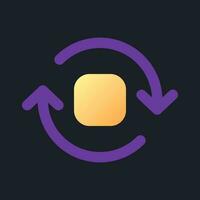 Spin animation flat gradient fill ui icon for dark theme. Circular motion in video editor. Pixel perfect color pictogram. GUI, UX design on black space. Vector isolated RGB illustration