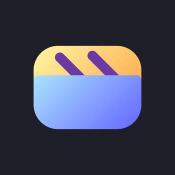 vídeo archivo plano degradado llenar ui icono para oscuro tema. película producción software. imágenes edición. píxel Perfecto color pictograma. interfaz gráfica de usuario, ux diseño en negro espacio. vector aislado rgb ilustración