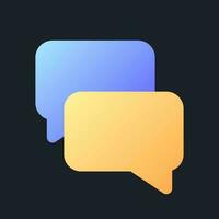 Messenger flat gradient fill ui icon for dark theme. Share information. Send file. Chat bubbles. Pixel perfect color pictogram. GUI, UX design on black space. Vector isolated RGB illustration
