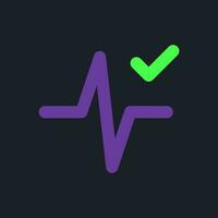 Heartbeat animation effect applying flat gradient fill ui icon for dark theme. Added editing feature. Pixel perfect color pictogram. GUI, UX design on black space. Vector isolated RGB illustration