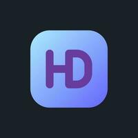 HD format flat gradient fill ui icon for dark theme. Video production. Screen resolution. Pixel perfect color pictogram. GUI, UX design on black space. Vector isolated RGB illustration