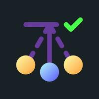 Pendulum movement applying flat gradient fill ui icon for dark theme. Added swinging motion. Pixel perfect color pictogram. GUI, UX design on black space. Vector isolated RGB illustration