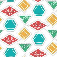 Seamless background for mailing lists with bright abstractions. Vector seamless pattern with postage stamps of various shapes. Can be used as wallpaper or wrapping paper