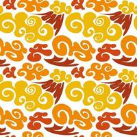 A pattern of orange clouds in Chinese motifs on a white background. Cartoon background, abstract illustration with imitation of Chinese style. Children's background. Printing on textiles and paper vector