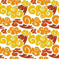 A pattern of orange clouds in Chinese motifs on a white background. Cartoon background, abstract illustration with imitation of Chinese style. Children's background. Printing on textiles and paper vector