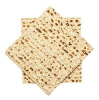 Stack of baked square matzo, top view photo