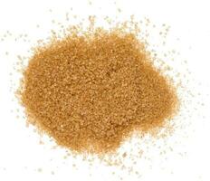 A pile of granulated brown cane sugar, top view photo