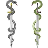 Ancient sword surrounded by poisonous snake vector