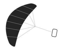 Kite from kitesurfing gear flat monochrome isolated vector object. Kiteboarding equipment. Editable black and white line art drawing. Simple outline spot illustration for web graphic design