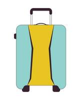 Carrying baggage flat line color isolated vector object. Luggage wheels. Packing suitcase. Editable clip art image on white background. Simple outline cartoon spot illustration for web design