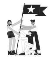 gente de negocios bandera bw concepto vector Mancha ilustración. equipo edificio divertido compañeros de trabajo 2d dibujos animados plano línea monocromo caracteres para web ui diseño. colegas editable aislado contorno héroe imagen