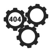 Gears cogwheels black white error 404 flash message. Failure malfunction. Configurations. Monochrome empty state ui design. Page not found popup cartoon image. Vector flat outline illustration concept