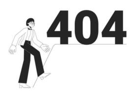 carencia de apoyo en lugar de trabajo negro blanco error 404 destello mensaje. insolidario trabajar. monocromo vacío estado ui diseño. página no encontró surgir dibujos animados imagen. vector plano contorno ilustración concepto