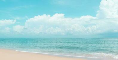 Panorama landscape of Tropical summer beach sand and beautiful sky background. photo