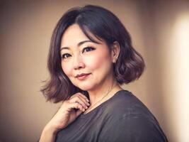 portrait photo of happy beautiful old woman lady in city,