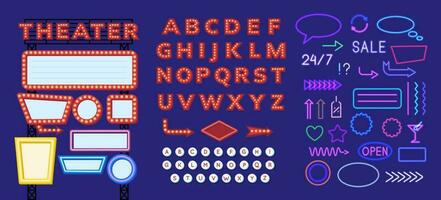 Cartoon Color Retro Signboard Creator Elements Set. Vector