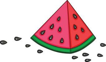 Delicious slice of watermelon with seeds vector