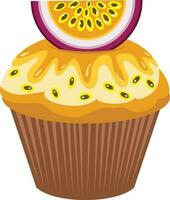 Tasty cupcake of passion fruit vector