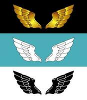 Hand drawn bird or angel wings with different style and color design. Cartoon wings sketch. Contoured doodle wings vector illustration
