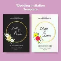 Wedding invitation card template design, save the date, thank you design with daisy flower and botanical leaves vector