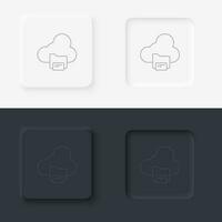 Backup, cloud, files, neumorphic style button vector