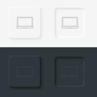 Computer, desktop, neumorphic style button vector