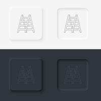 building, construction, industry, ladder, neumorphic style button vector