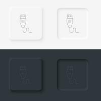 Usb, neumorphic style button vector