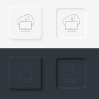 Cloud, connection, neumorphic style button vector