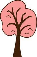 Vector spring tree, japanese sakura icon. Vector pink tree with pink crown icon.