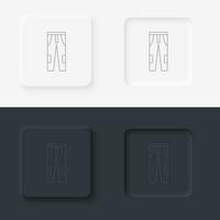 Bottoms, cotton trousers, neumorphic style button vector