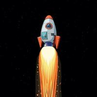 space rocket with blowing engine in space vector