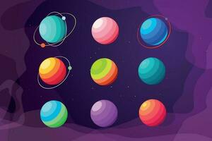 simple bright various alien planets in set vector