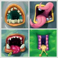 various shapes and color monsters mouth set vector