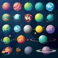 big bright colorful alien world planets set vector