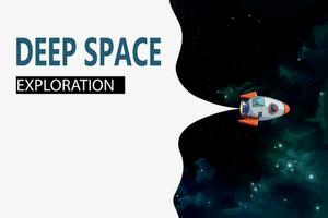 deep space exploration banner spacecraft on nebula vector