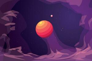 red planet in alien galaxy simple design vector