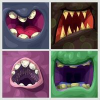 cartoon various colorful monster mouths in set vector