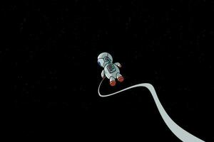 flying astronaut in a dark deep space vector