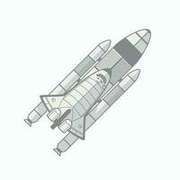 space shuttle lineart flat design on white vector